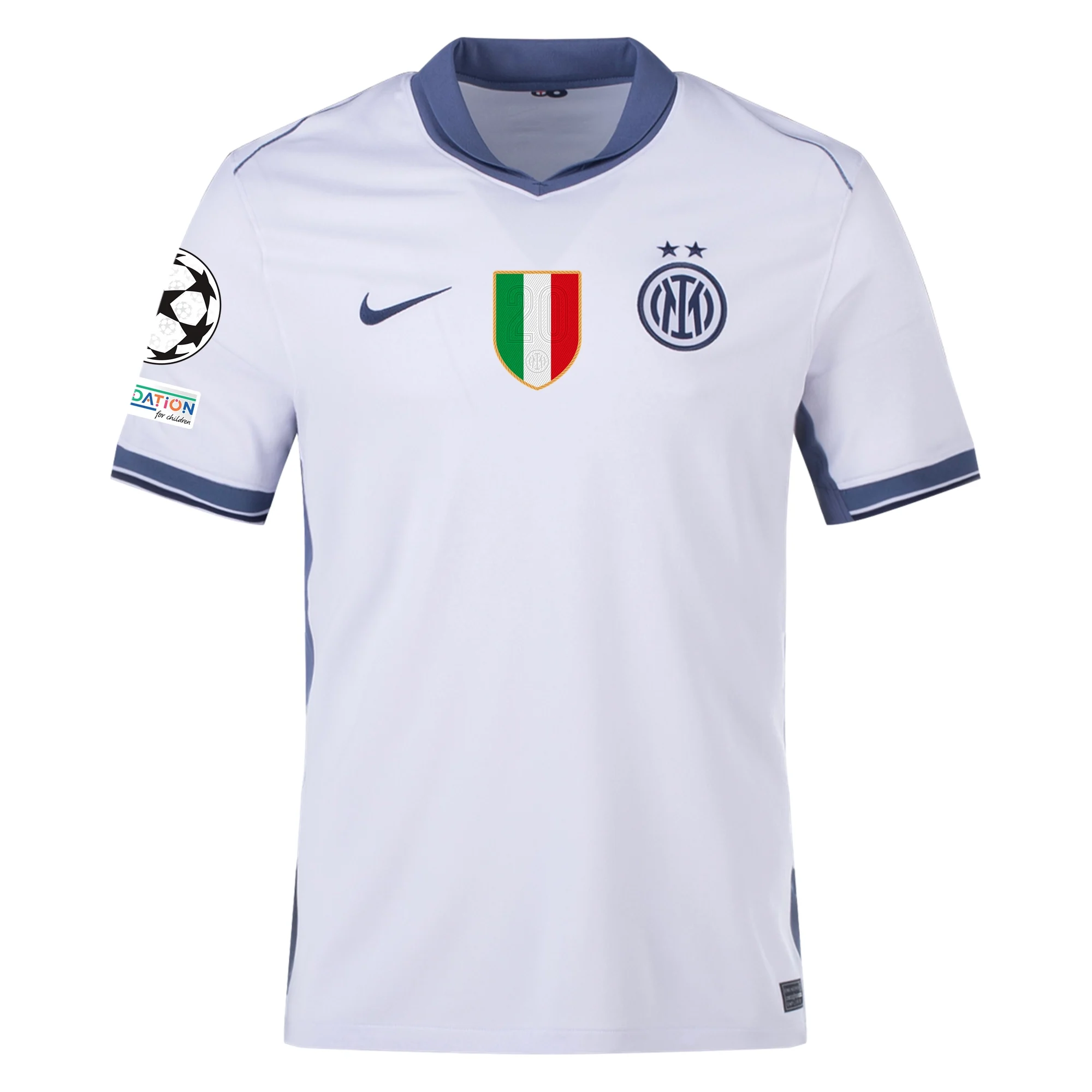 Nike Inter Milan Francesco Acerbi Away Jersey w/ Champions League + Scudetto Patch 24/25 (Summit White/Iris Whisper)
