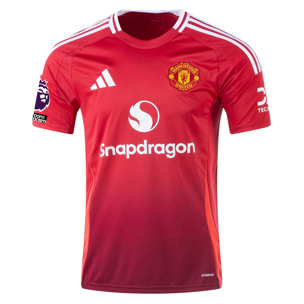 adidas Manchester United Matthijs De Ligt Home Jersey w/ EPL + No Room For Racism 24/25 (MUFC Red)