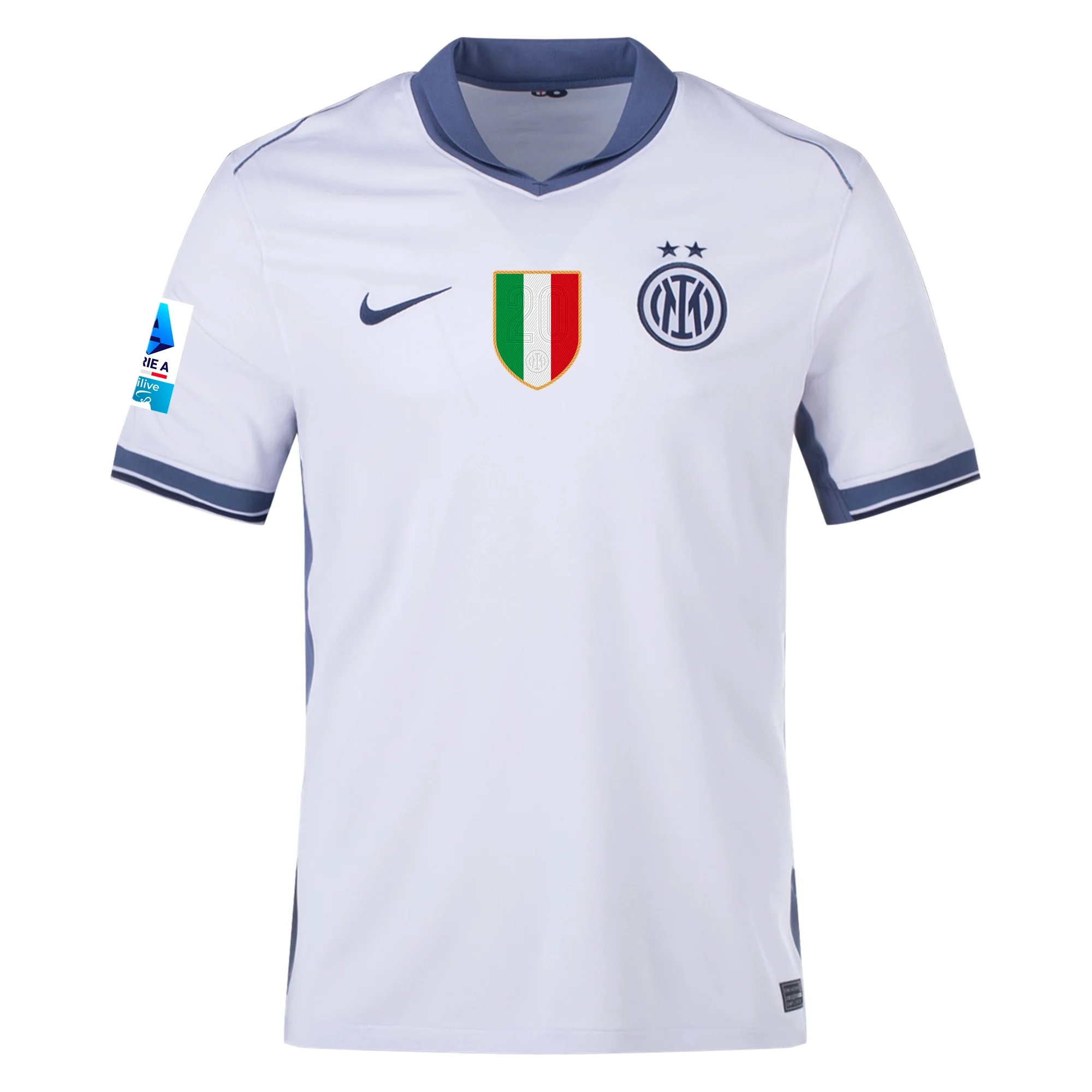 Nike Inter Milan Matteo Darmian Away Jersey w/ Serie A + Scudetto Patch 24/25 (Summit White/Iris Whisper)