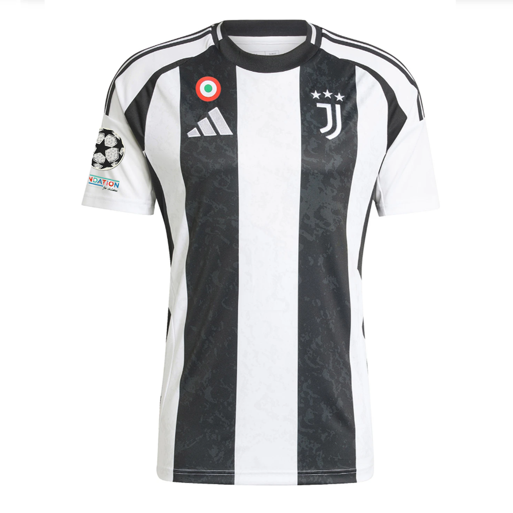 adidas Juventus Authentic DuÅ¡an VlahoviÄ‡ Home Jersey w/ Champions League + Copa Italia Patches 24/25 (White/Black)