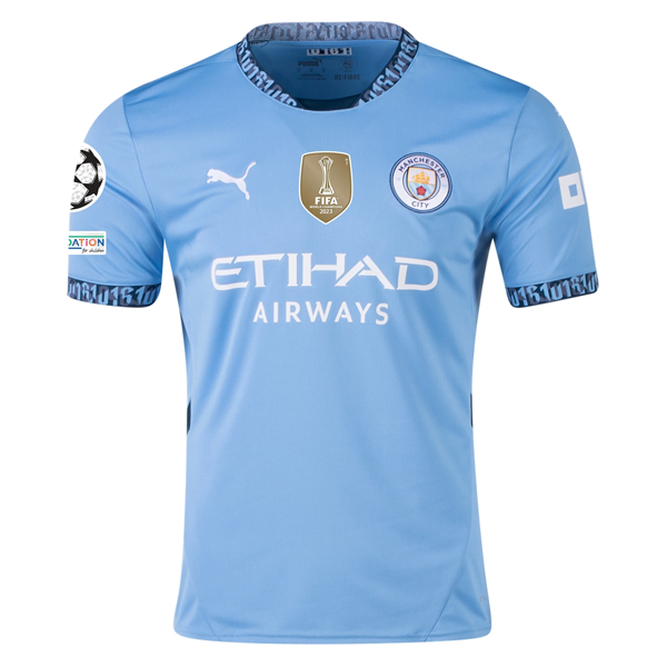 Puma Manchester City Mateo KovaÄiÄ‡ Home Jersey w/ Champions League + Club World Cup Patch 24/25 (Team Light Blue/Marine Blue)