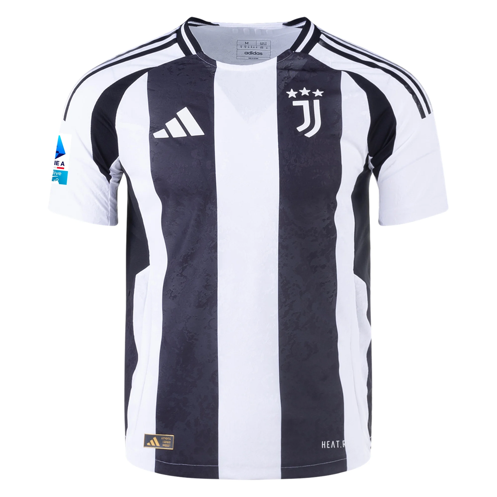 adidas Juventus Authentic Dušan Vlahović Home Jersey w/ Serie A Patch 24/25 (White/Black)