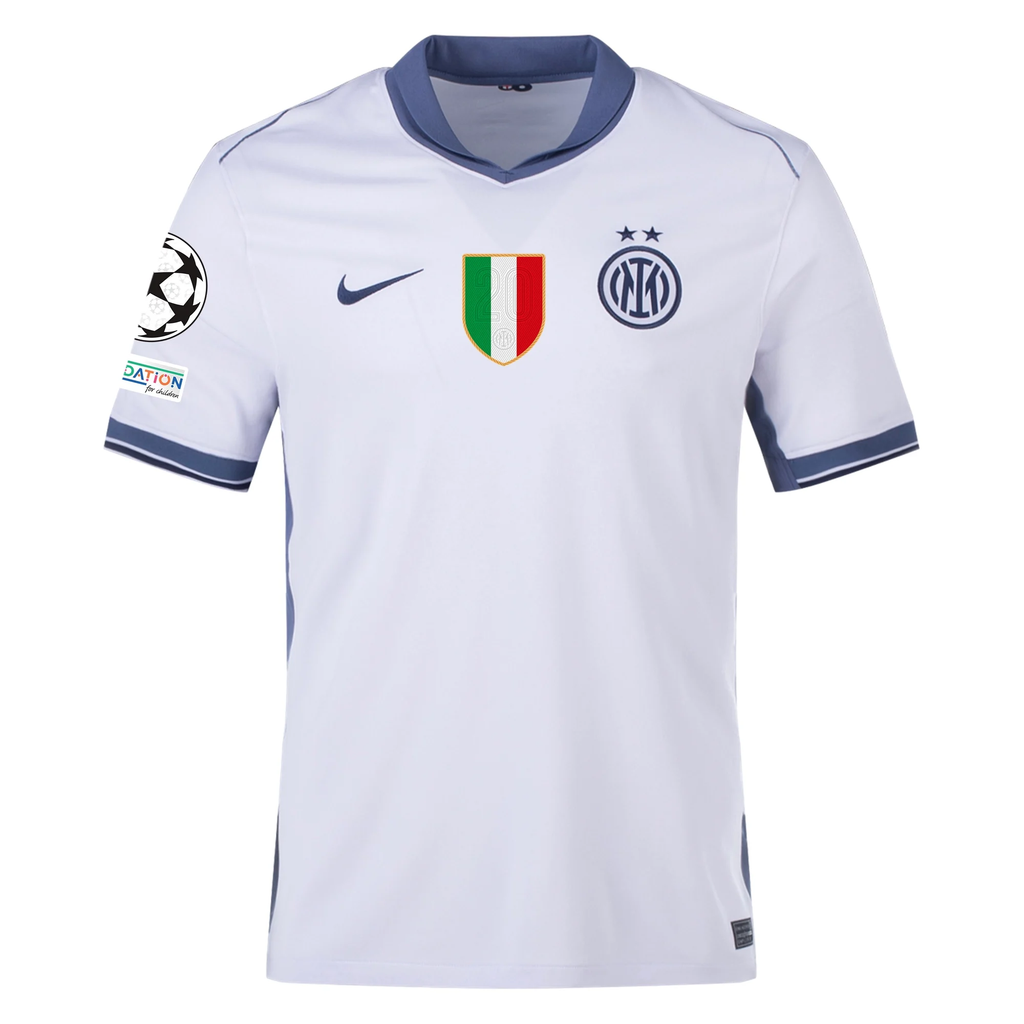 Nike Inter Milan Matteo Darmian Away Jersey w/ Champions League + Scudetto Patch 24/25 (Summit White/Iris Whisper)