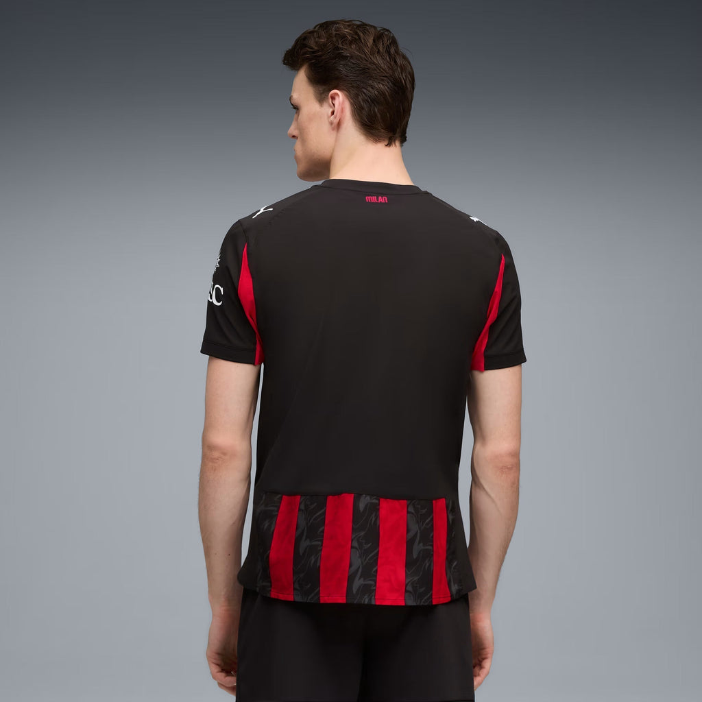Puma Pulisic Men's AC Milan Authentic Home Jersey 25/26 w/ Seria A Patch (Red/Black)