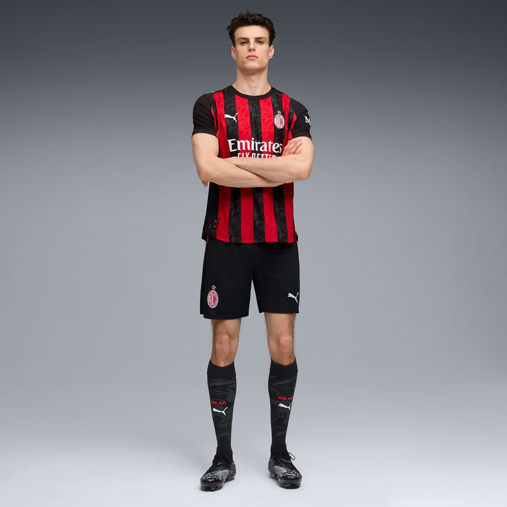 Puma Bartesaghi Men's AC Milan Authentic Home Jersey 25/26 w/ Seria A Patch (Red/Black)