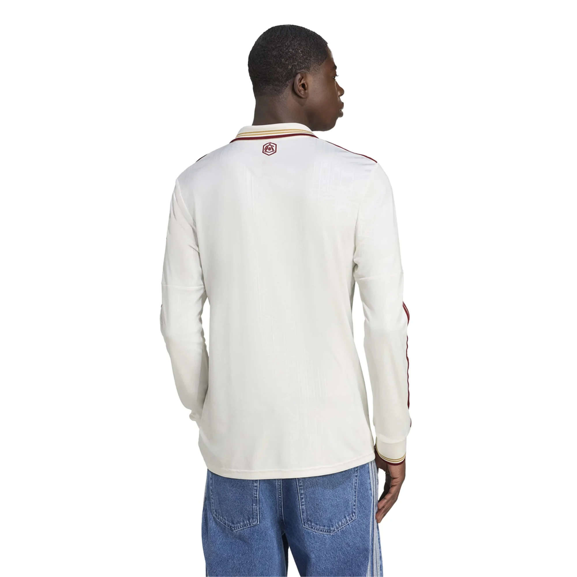 adidas Arsenal Declan Rice Third Long Sleeve Jersey w/ EPL + No Room For Racism 25/26 (White/Burgundy)