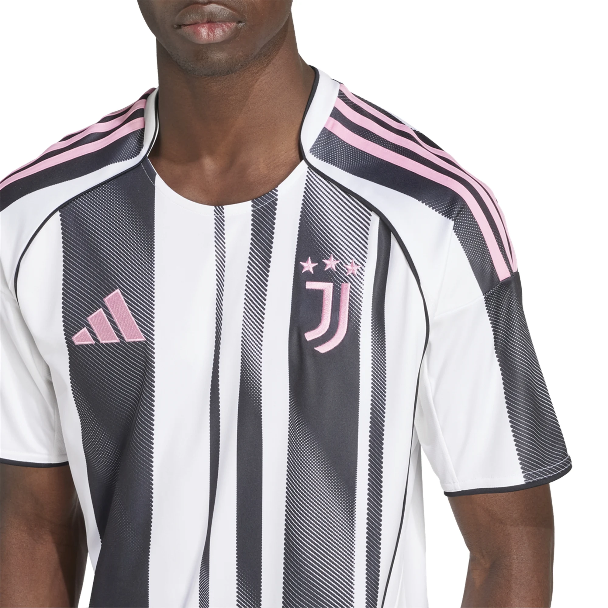 adidas Men's Juventus Kostic Home Jersey w/ Serie A Patch 25/26 (White/Black/Pink)