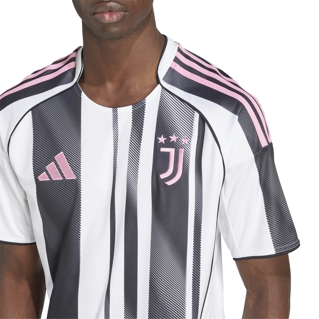 adidas Men's Juventus Kelly Home Jersey w/ Serie A Patch 25/26 (White/Black/Pink)