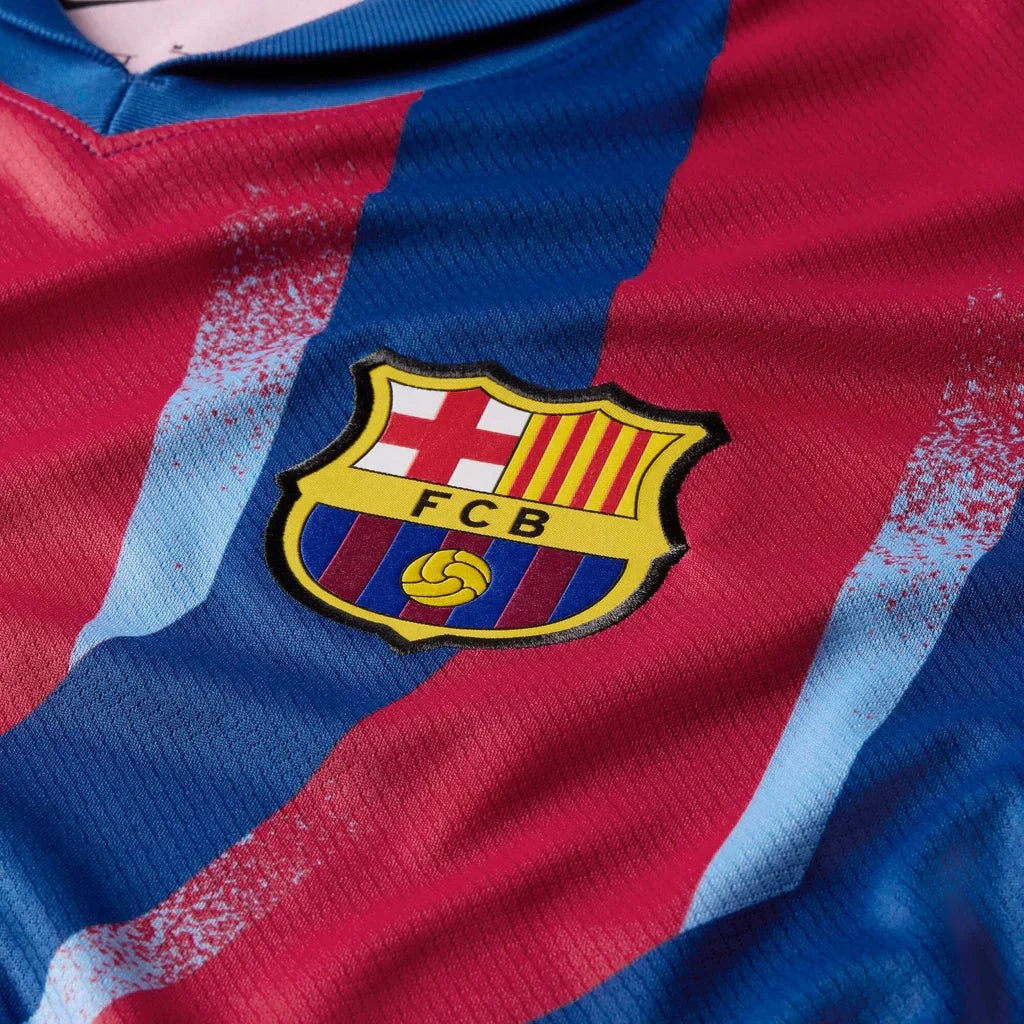 Nike Men's FC Barcelona F. De Jong 4th Jersey 25/26 w/ La Liga Patches (Blue/Red/Yellow)