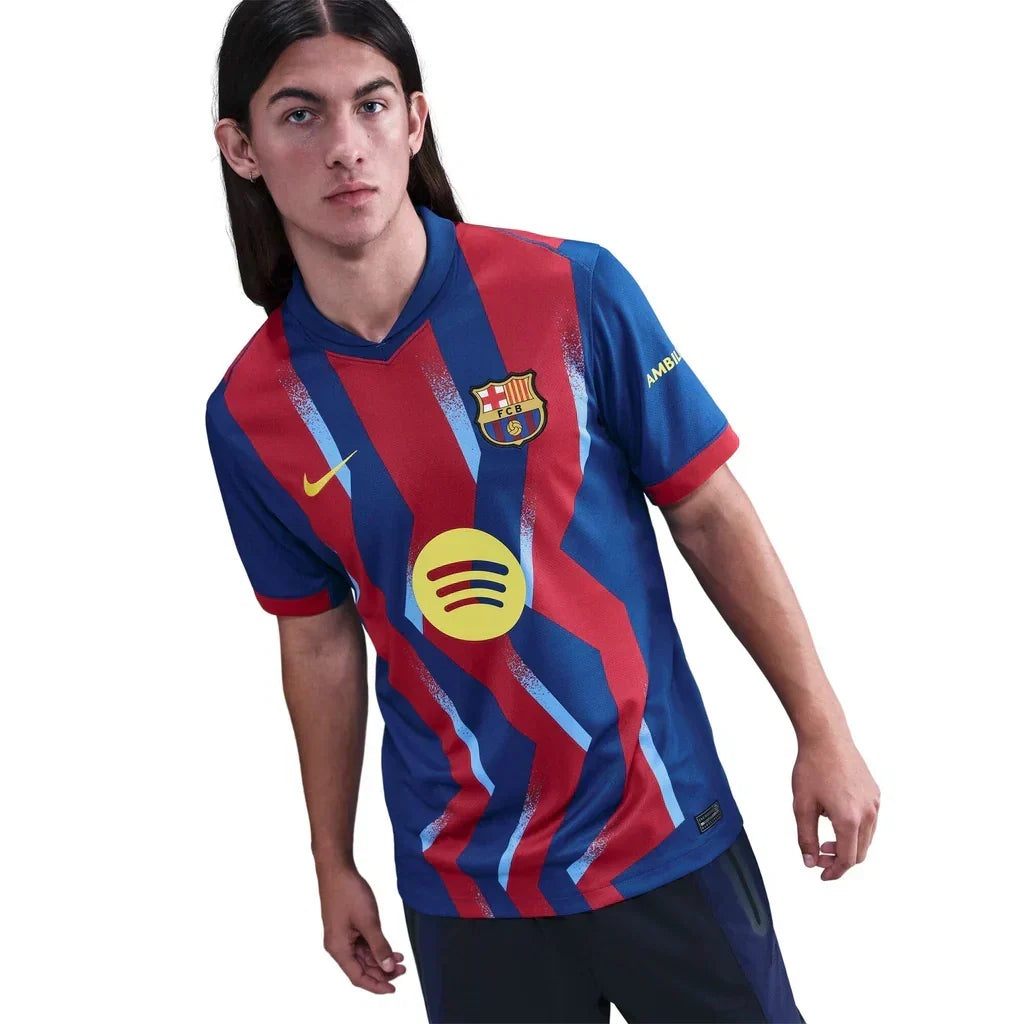 Nike Men's FC Barcelona R. Araujo 4th Jersey 25/26 w/ La Liga Patches (Blue/Red/Yellow)
