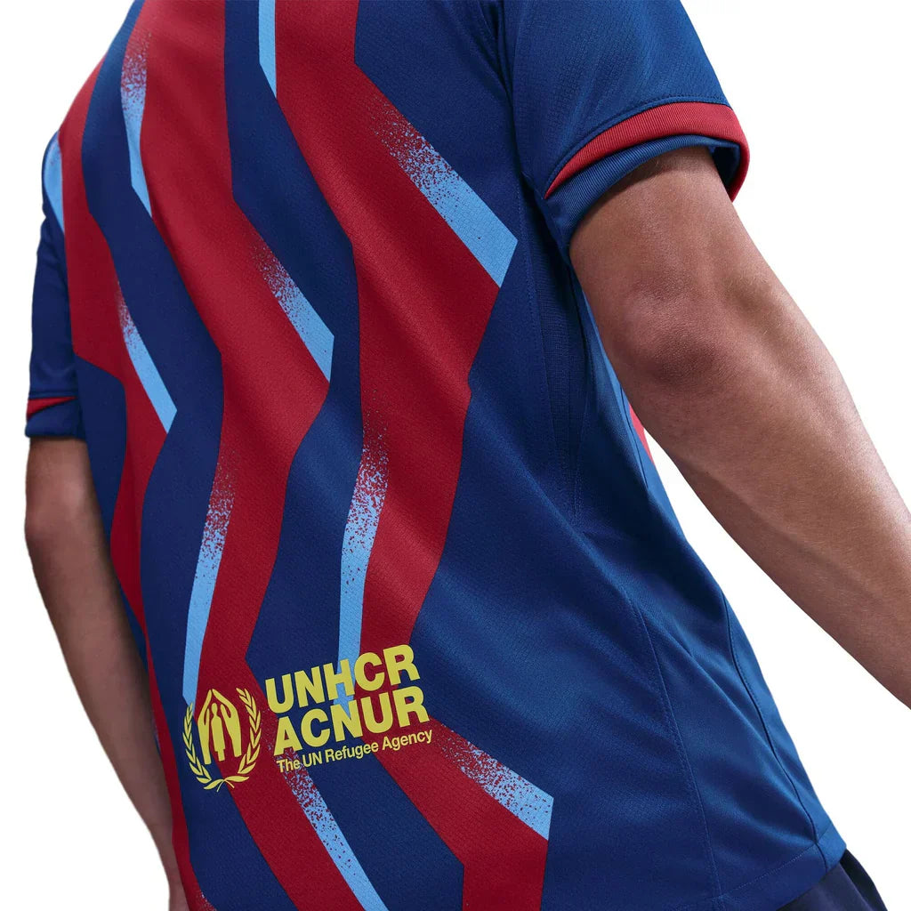 Nike Men's FC Barcelona Balde 4th Jersey 25/26 w/ La Liga Patches (Blue/Red/Yellow)