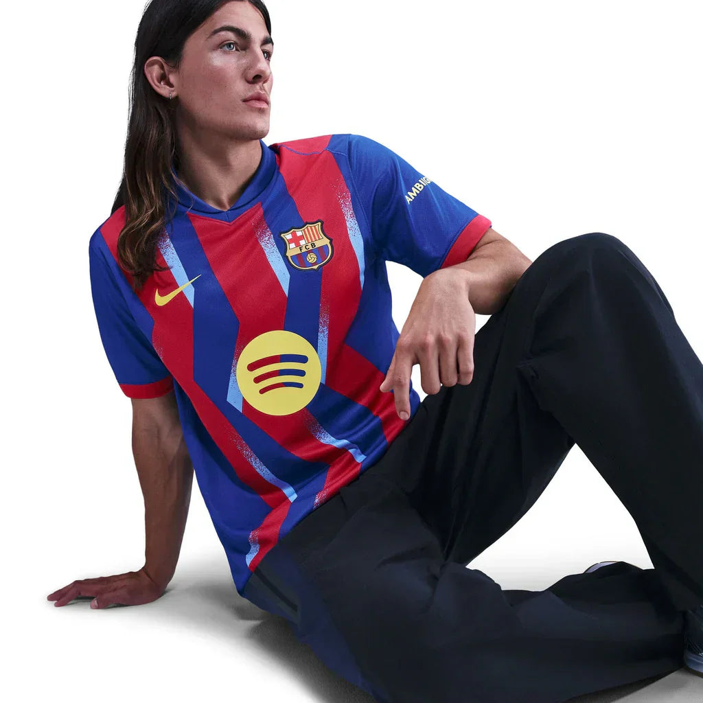 Nike Men's FC Barcelona Eric 4th Jersey 25/26 w/ La Liga Patches (Blue/Red/Yellow)