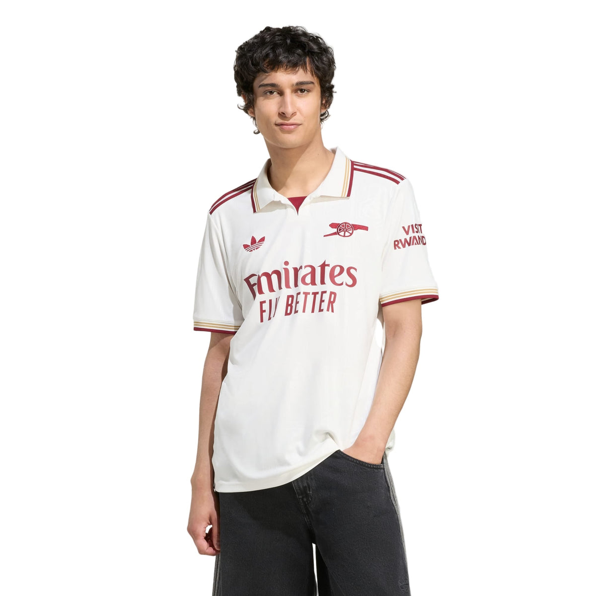 adidas Martinelli Men's Arsenal FC Third Jersey 25/26 w/ NRFR + EPL Patches (White/Burgundy)