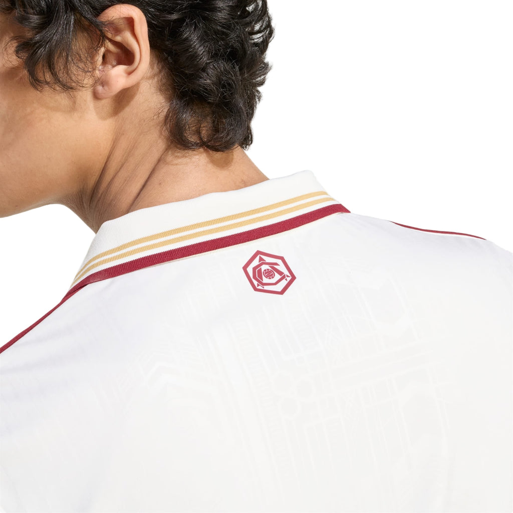 adidas Calafiori Men's Arsenal FC Third Jersey 25/26 w/ NRFR + EPL Patches (White/Burgundy)