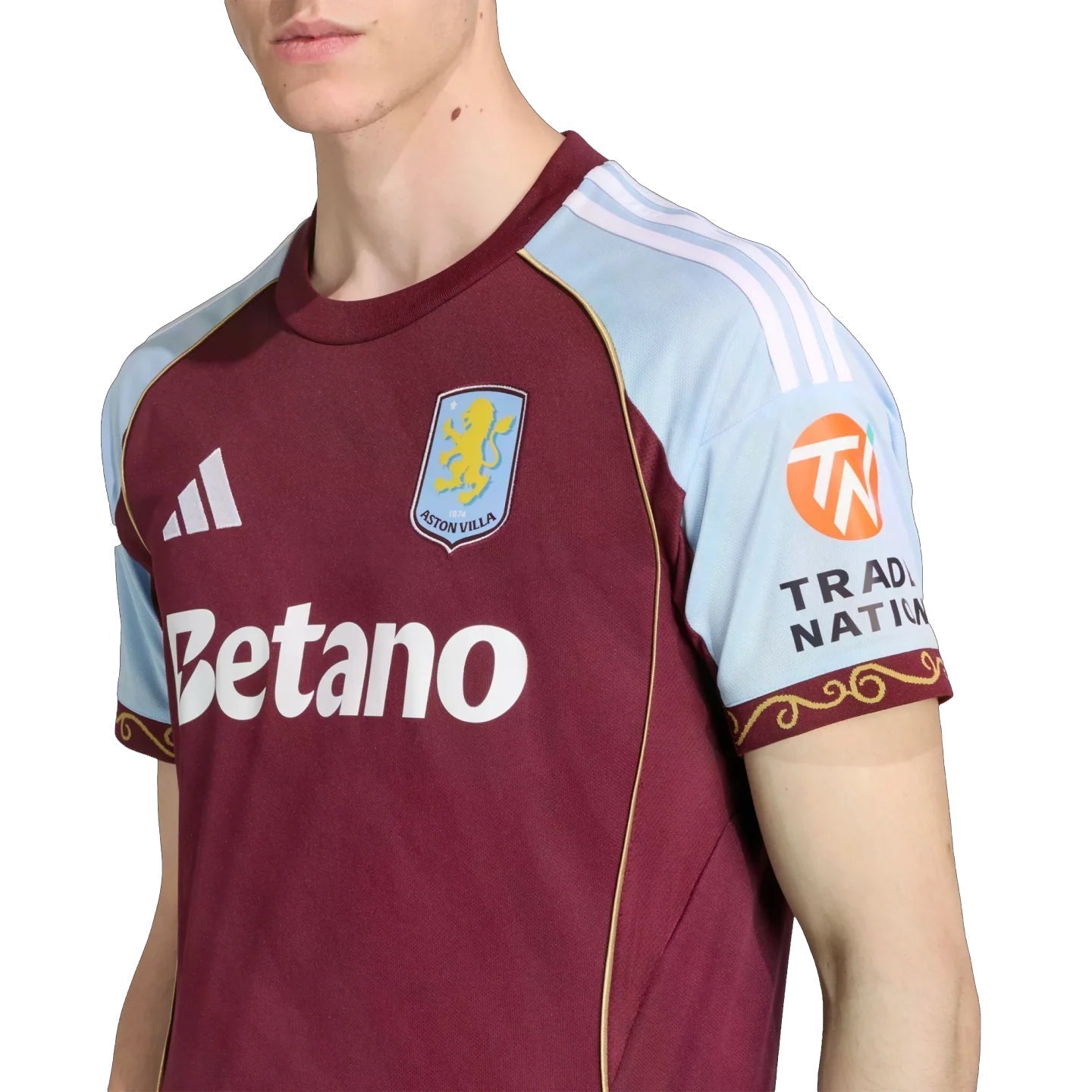 adidas Tielemans Men's Aston Villa Home Jersey 25/26 w/ NRFR + EPL Patches (Maroon/Blue)