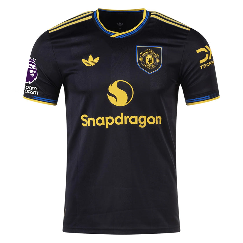 adidas Heaven Men's Manchester United Authentic Third Jersey 25/26 w/ NRFR + EPL Patches (Black)