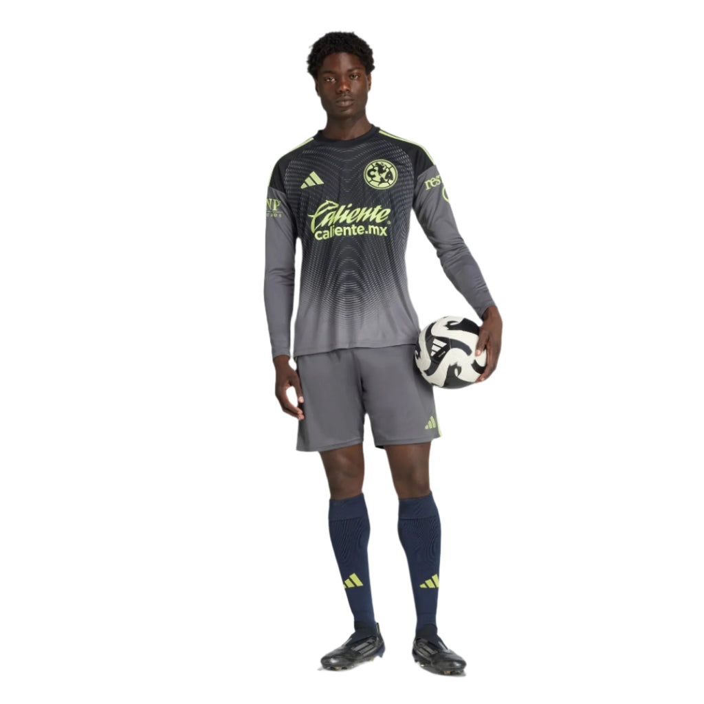 adidas Club AmÃ©rica 25/26 Long Sleeve Goalkeeper Jersey (Black/Grey/Lime Green)