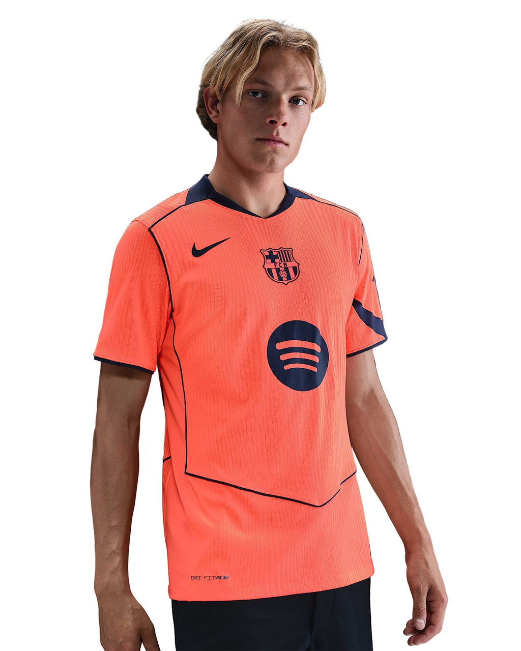 Nike Lewandowski FC Barcelona Third T90 Authentic Jersey 25/26 w/ Champions League Patches (Mango/Navy)