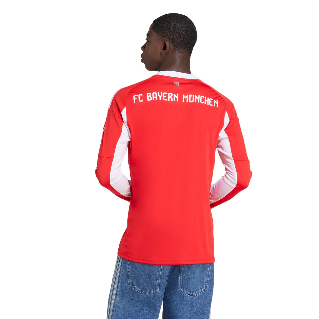 adidas Men's Bayern Munich Long Sleeve Home Jersey 25/26 (Red/White)