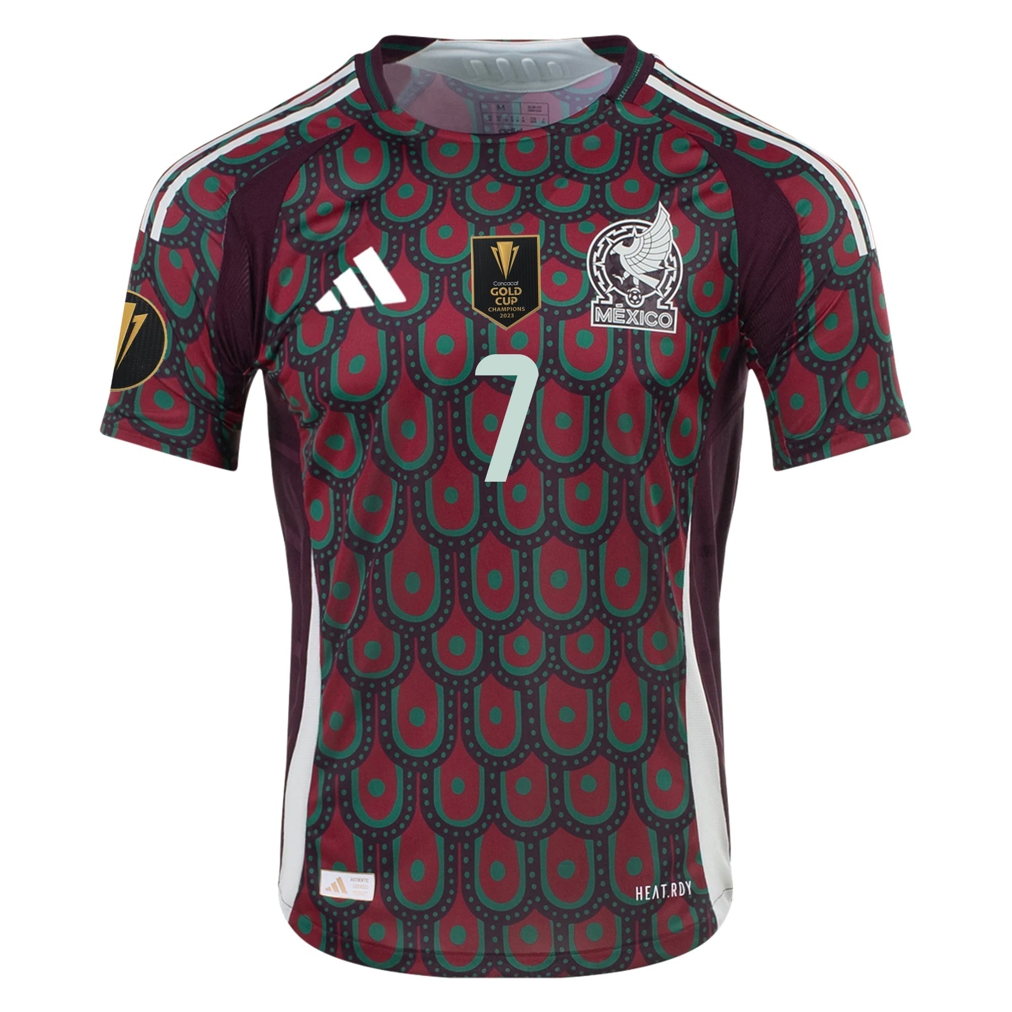 adidas Mexico Gilberto Mora Home Jersey 24/25 w/ Gold Cup 2025 Patches (Multicolor)
