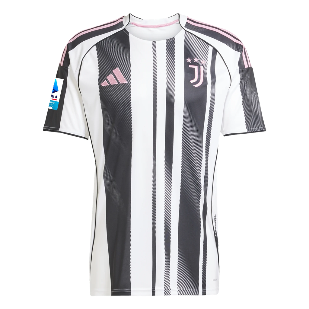 adidas Men's Juventus Kelly Home Jersey w/ Serie A Patch 25/26 (White/Black/Pink)