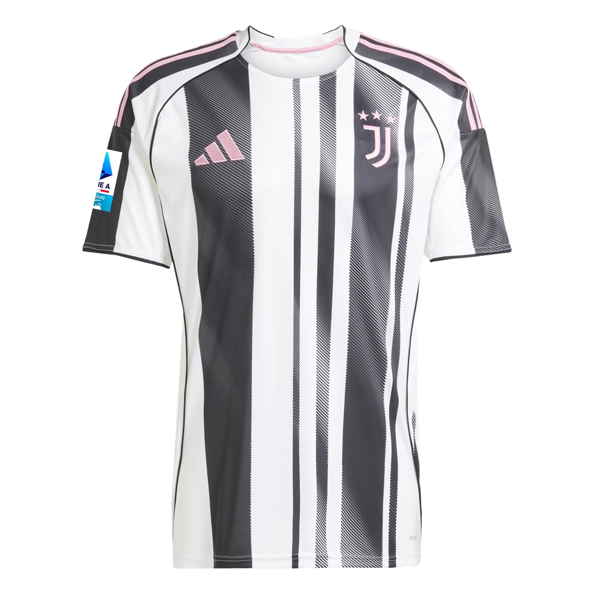 adidas Men's Juventus Koopmeiners Home Jersey w/ Serie A Patch 25/26 (White/Black/Pink)