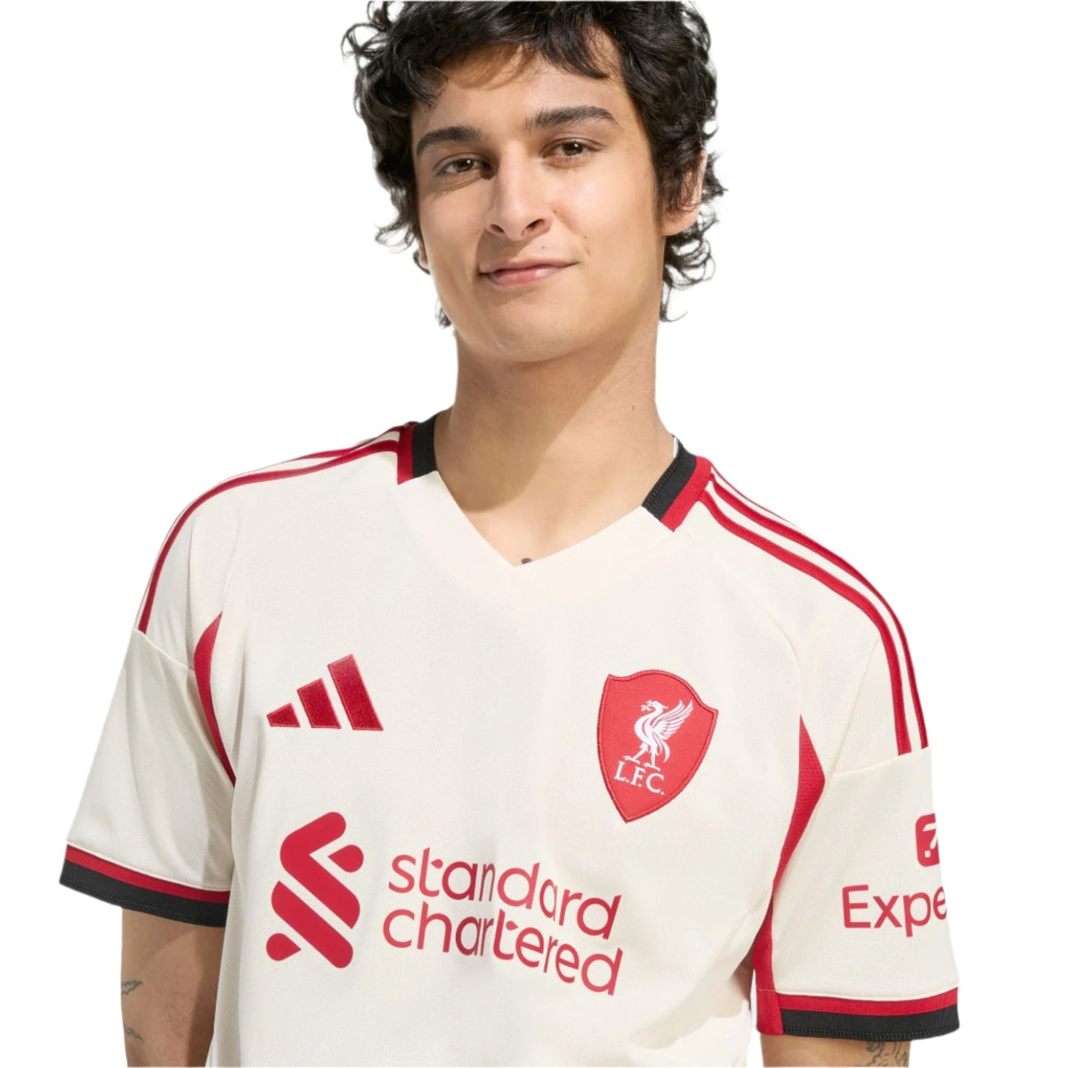 adidas Men's Liverpool Connor Bradley Away Jersey w/ Champions League Patches 25/26 (Wonder White)