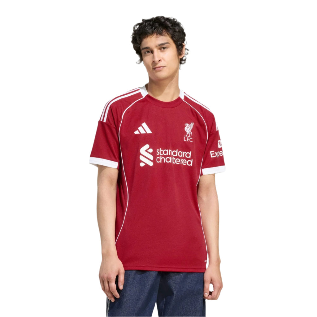 adidas Diogo Jota Men's Liverpool Home Jersey 25/26 w/ NRFR + EPL Champions Patch (Strawberry Red)
