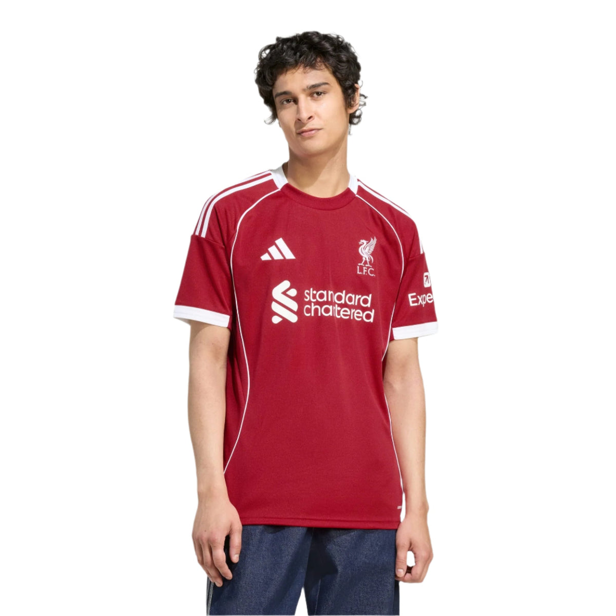 adidas Diogo Jota Men's Liverpool Home Jersey 25/26 w/ NRFR + EPL Champions Patch (Strawberry Red)