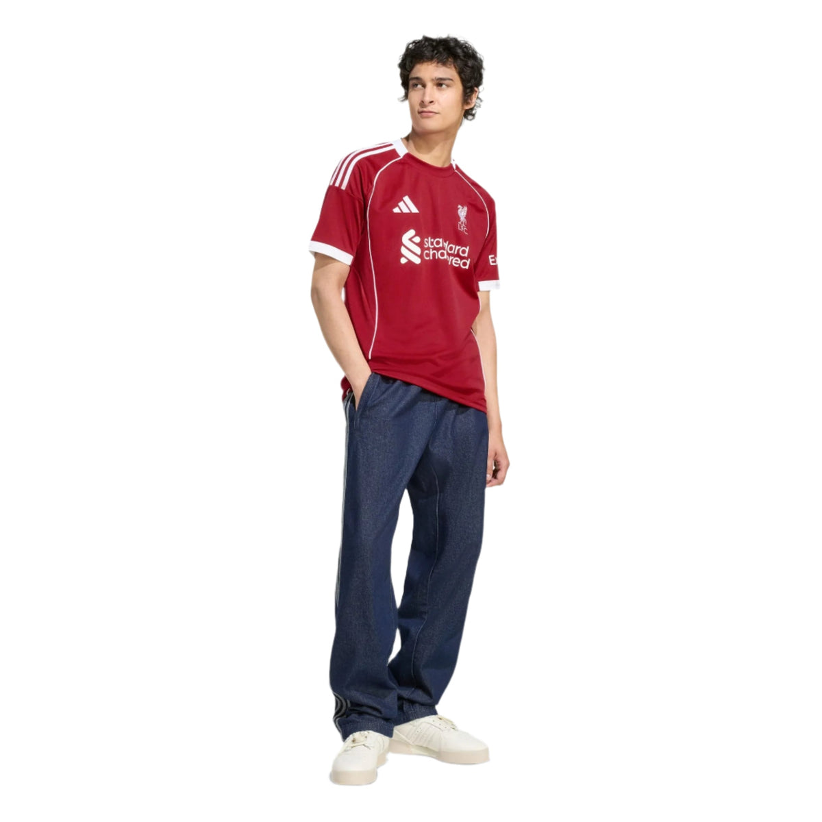 adidas Diogo Jota Men's Liverpool Home Jersey 25/26 w/ NRFR + EPL Champions Patch (Strawberry Red)