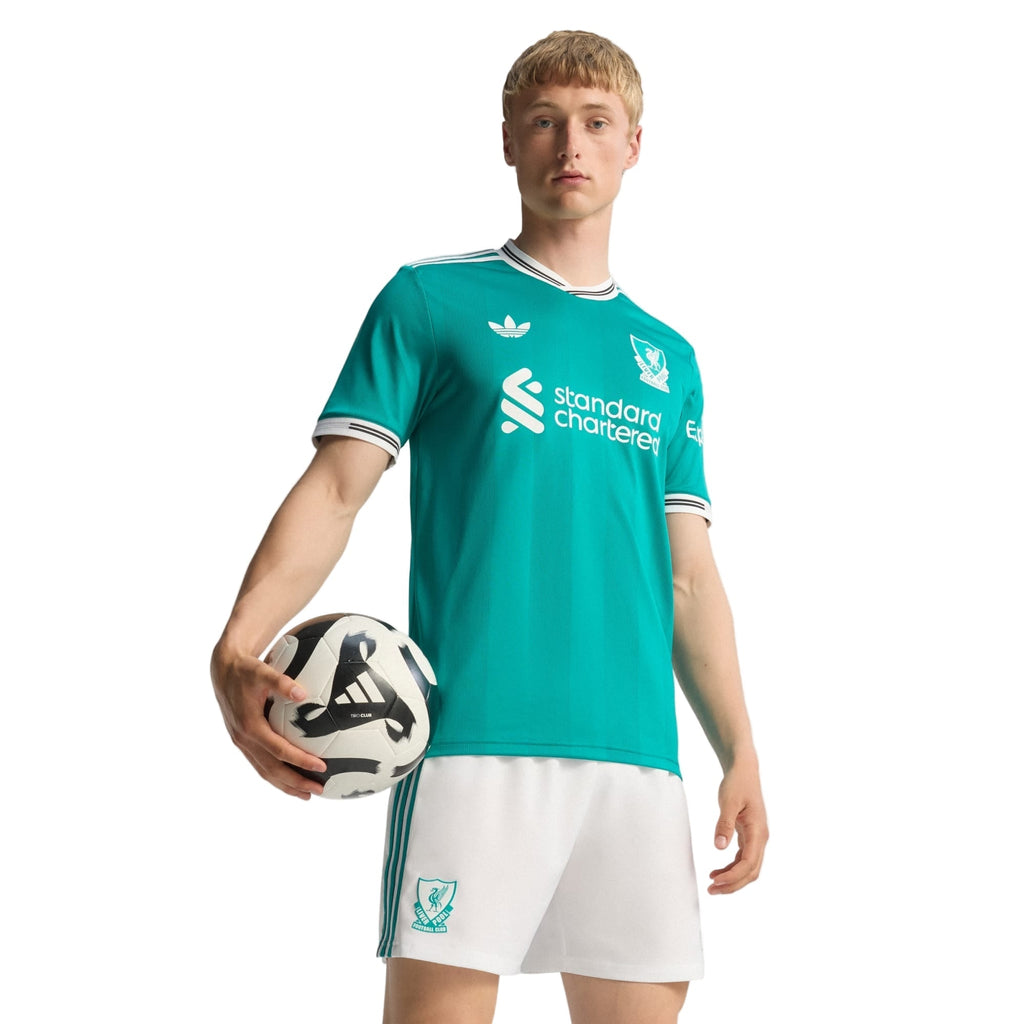 adidas Liverpool FC Authentic Andy Robertson Third Jersey w/ EPL + No Room For Racism Patches 25/26 (Sea Green)