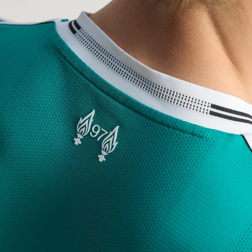 adidas Liverpool FC Authentic YNWA Third Jersey w/ EPL + No Room For Racism Patches 25/26 (Sea Green)