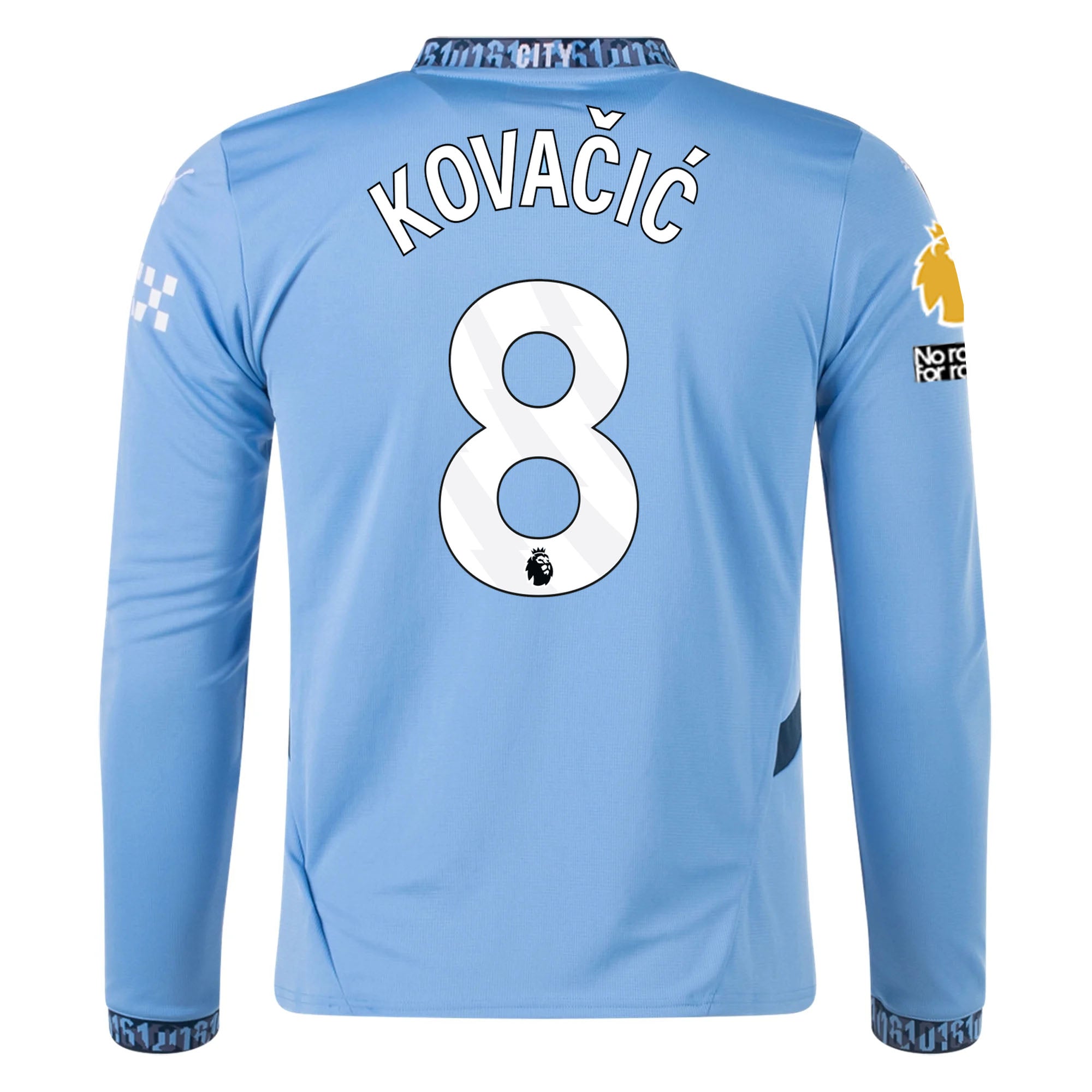 Puma Manchester City Mateo KovaÄiÄ‡ Home Long Sleeve Jersey w/ EPL + No Room For Racism Patch 24/25 (Team Light/Marine Blue)