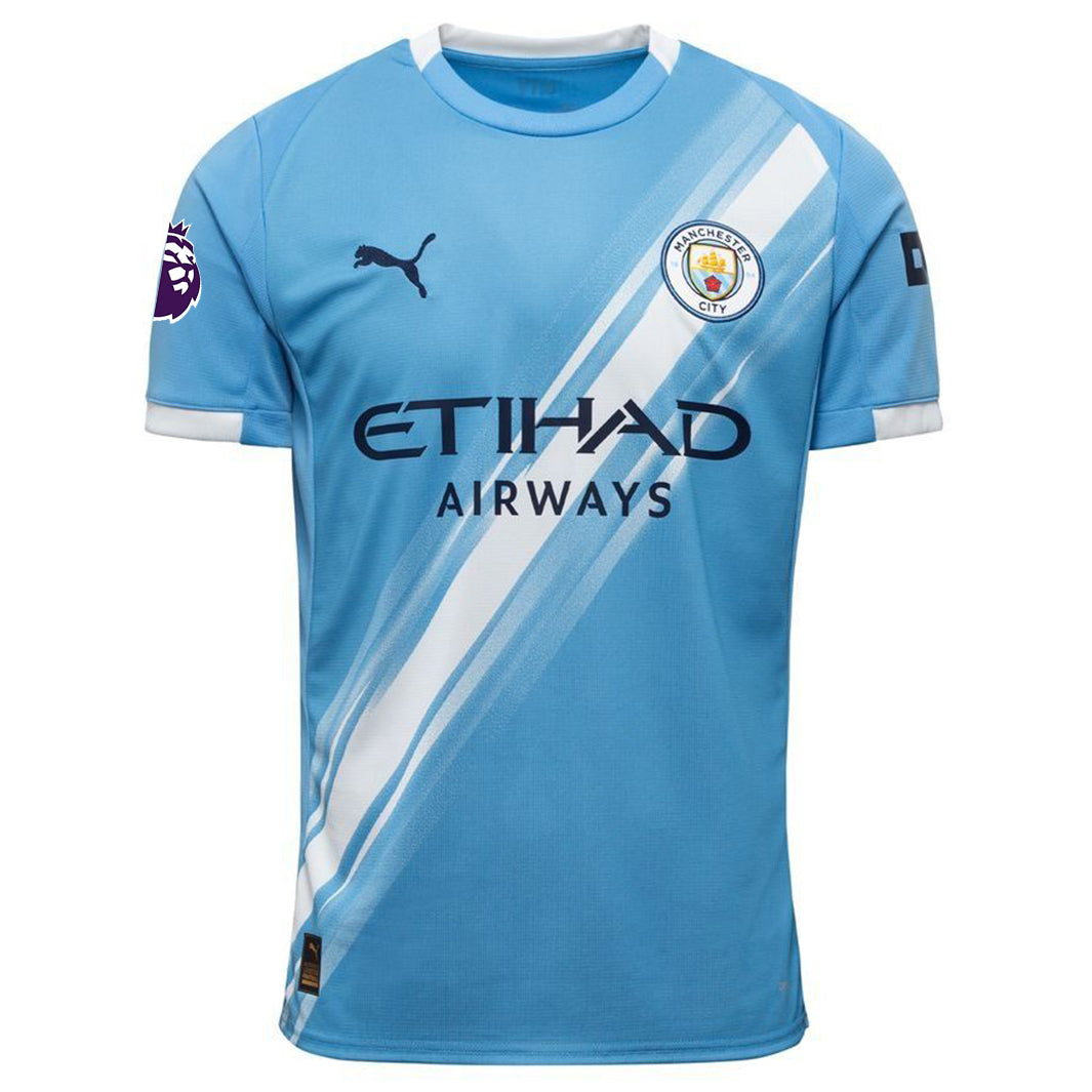 Puma John Stones Manchester City Home Jersey 25/26 w/ EPL + Sponsor Patch (Team Light Blue/Puma White)