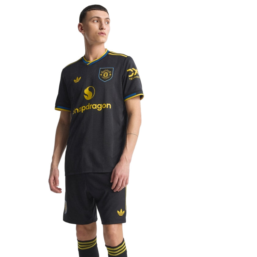 adidas Heaven Men's Manchester United Authentic Third Jersey 25/26 w/ NRFR + EPL Patches (Black)