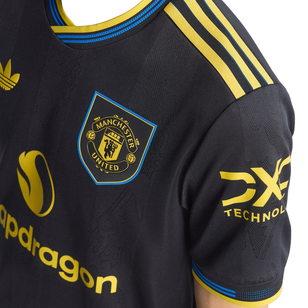 adidas Heaven Men's Manchester United Authentic Third Jersey 25/26 w/ NRFR + EPL Patches (Black)