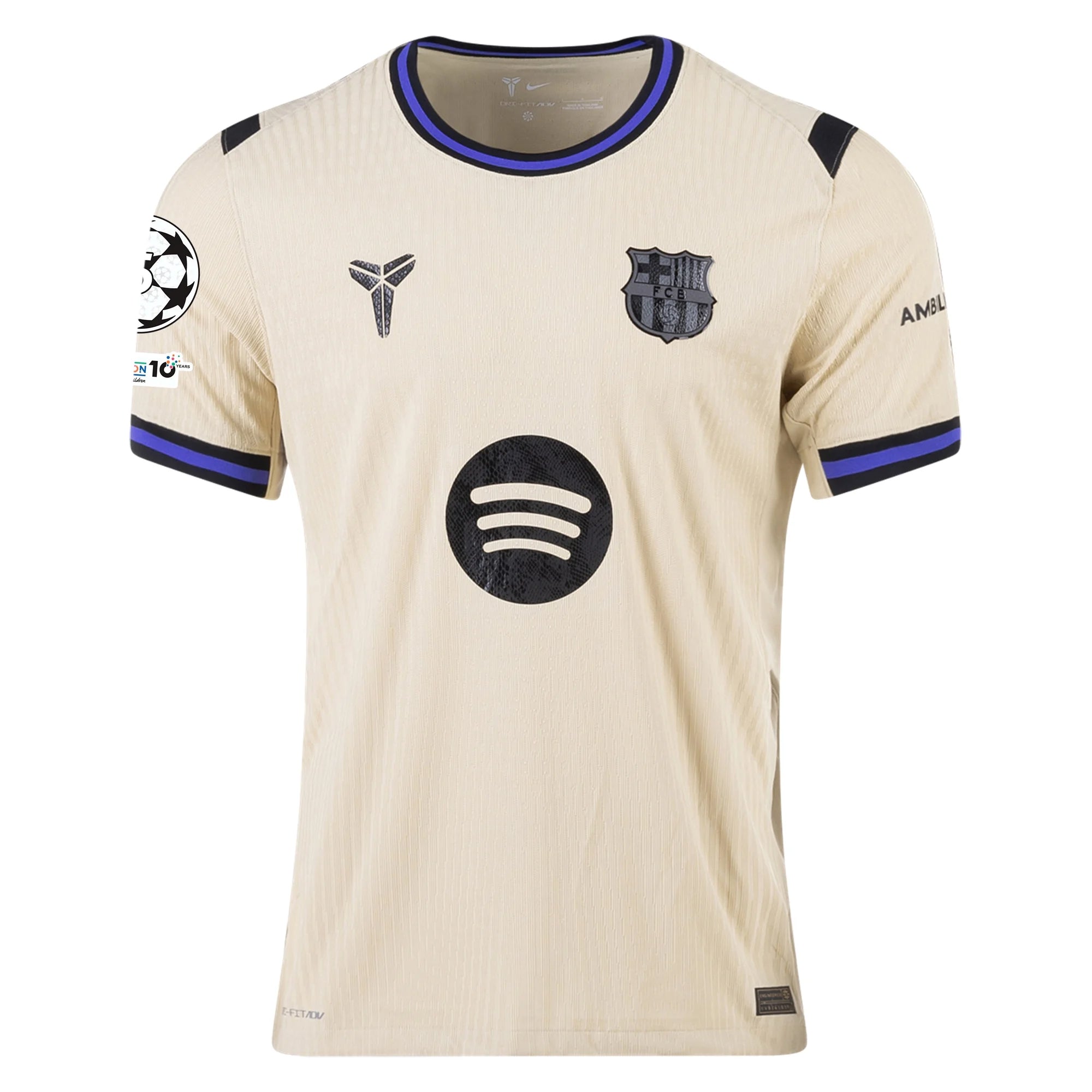 Nike Raphinha Men's FC Barcelona Authentic Away Jersey w/ Champions League Patches (Team Gold/Persian Violet/Black)
