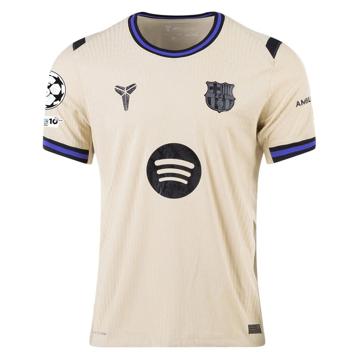 Nike Frenkie De Jong Men's FC Barcelona Authentic Away Jersey w/ Champions League Patches (Team Gold/Persian Violet/Black)