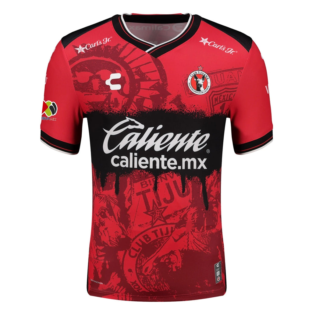 Charly Doming Blanco Men's Club Tijuana Xolos Home Jersey 25/26 w/ BBVA MX Patch (Red/Black)