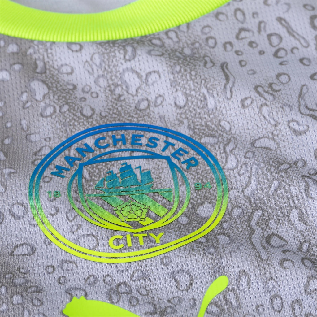 Puma Men's Manchester City Savinho Third Jersey w/ EPL + No Room For Racism Patches 25/26 (Cool Weather/Pro Green)