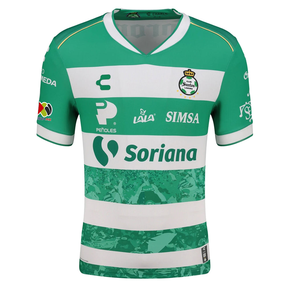 Charly Jose Abella Men's Santos Laguna Home Jersey 25/26 w/ BBVA MX Patches (Green/White)