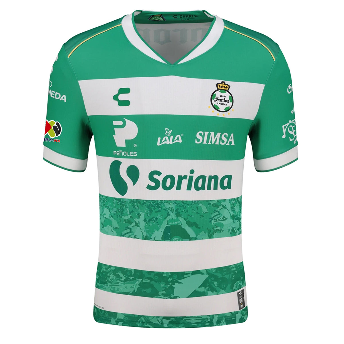 Charly Jordan Cerillo Men's Santos Laguna Home Jersey 25/26 w/ BBVA MX Patches (Green/White)