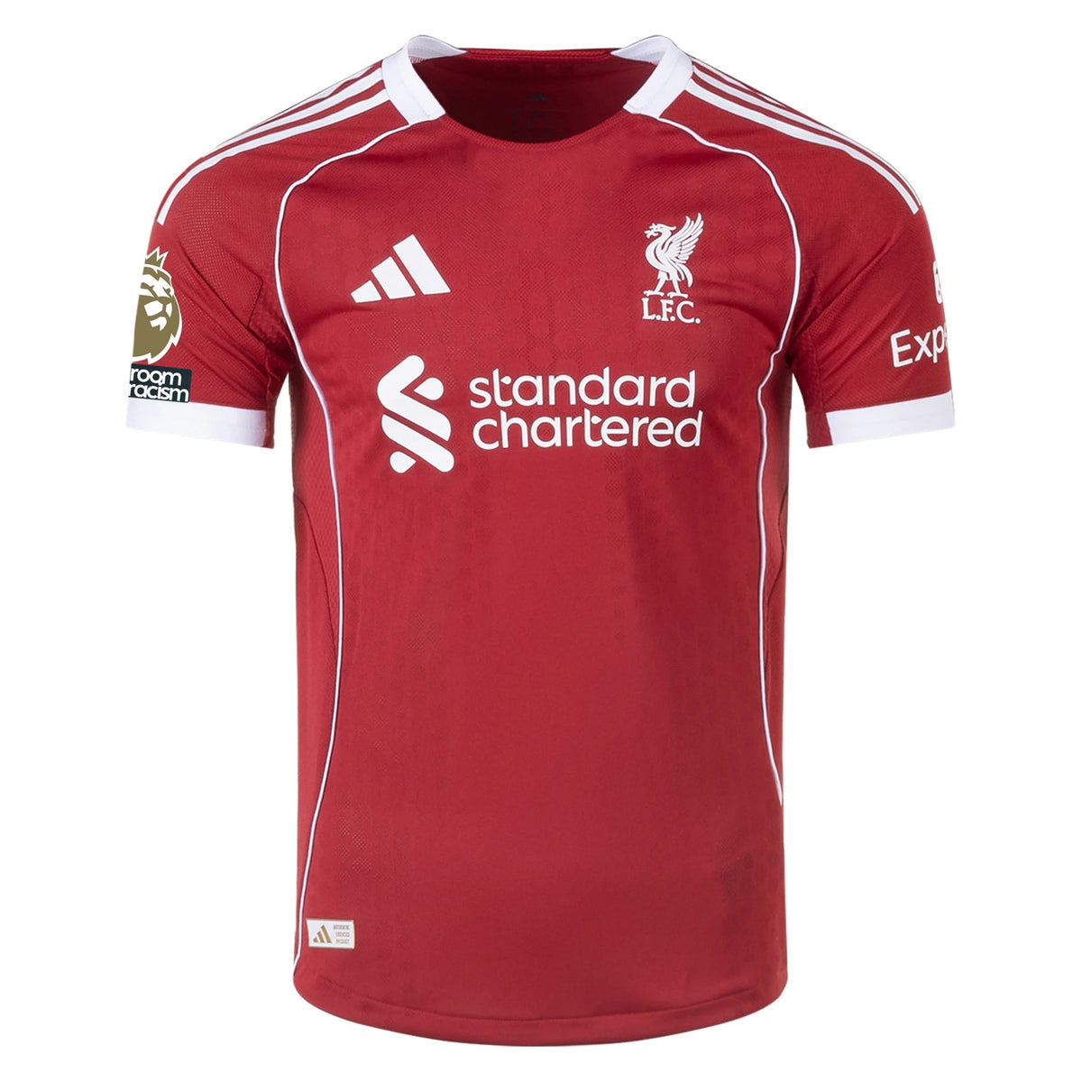 adidas Men's Liverpool FC Authentic Szoboszlai Home Jersey 25/26 w/ EPL + NRFR Patches (Strawberry Red)