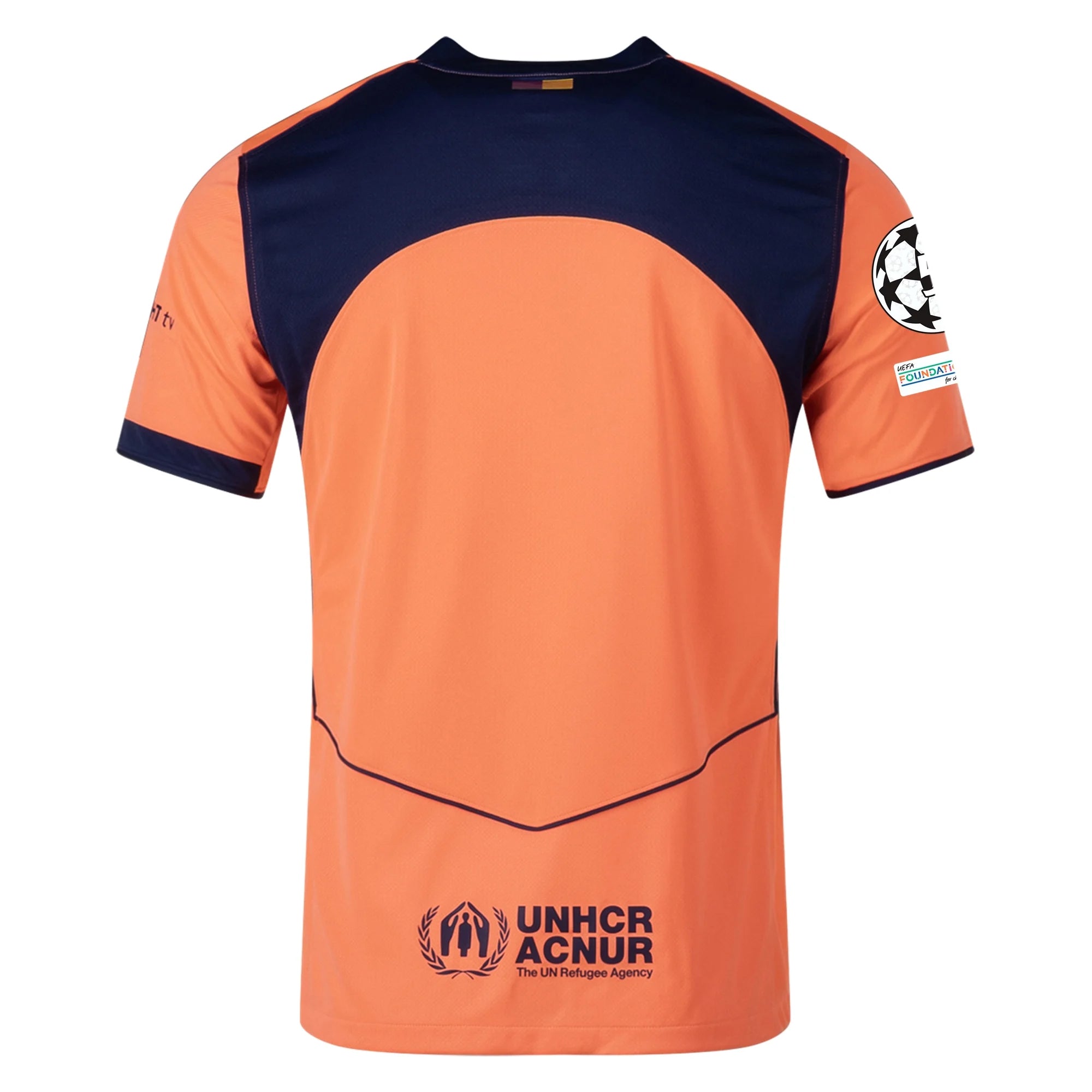 Nike Men's FC Barcelona T90 Third Jersey 25/26 w/ Champions League Patches (Mango/Navy)