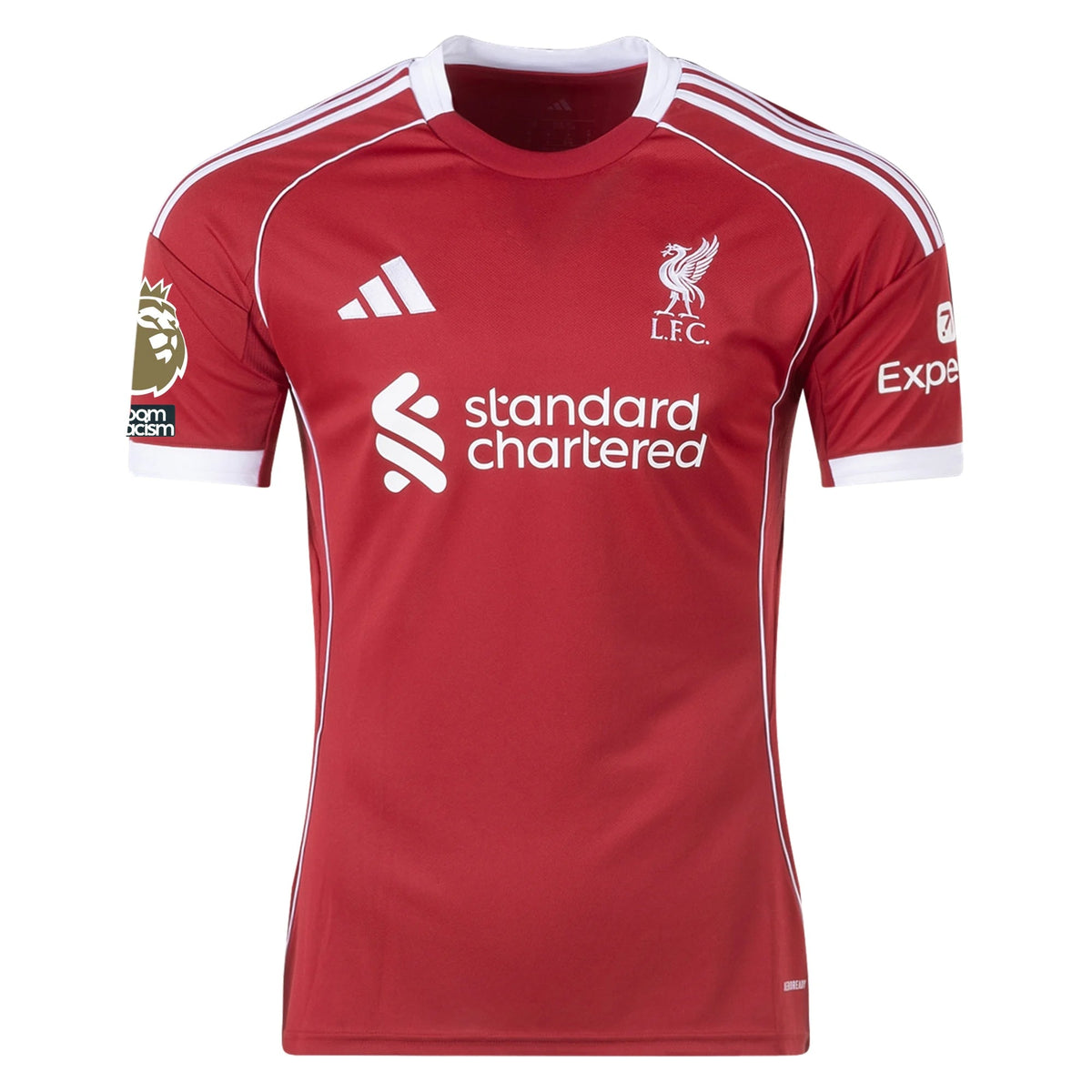 adidas Szoboszlai Men's Liverpool Home Jersey 25/26 w/ NRFR + EPL Champions Patch (Strawberry Red)