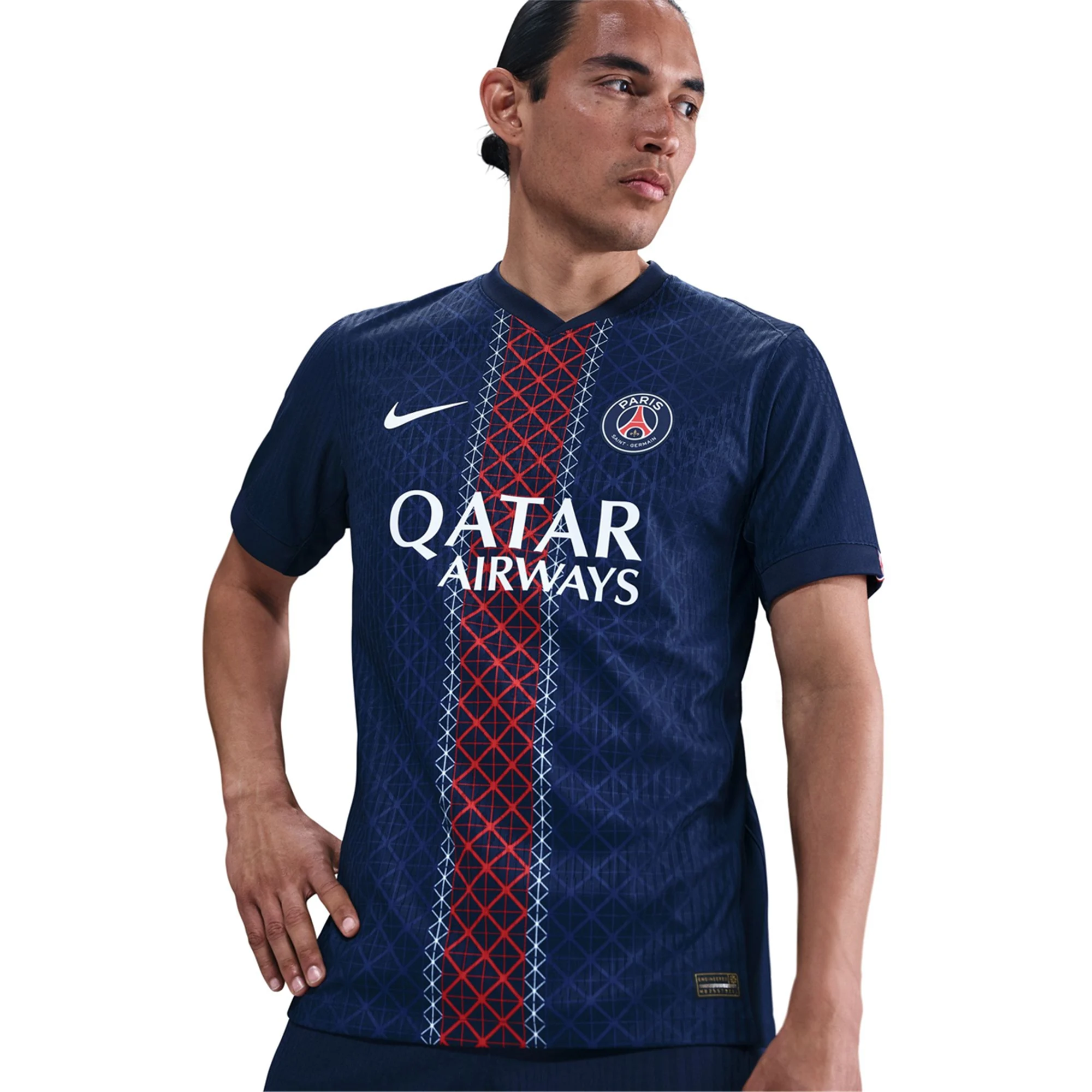 Nike Men's Ndjantou Paris Saint-Germain Authentic Home Jersey 25/26 w/ Champions League Patches (Navy)