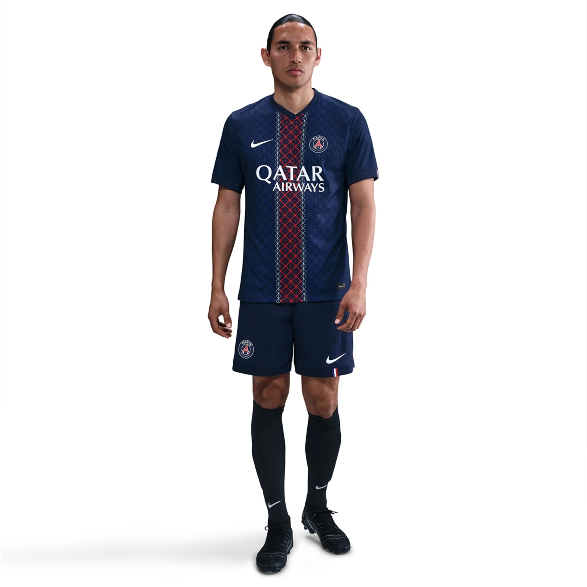 Nike Men's Barcola Paris Saint-Germain Authentic Home Jersey 25/26 w/ Champions League Patches (Navy)