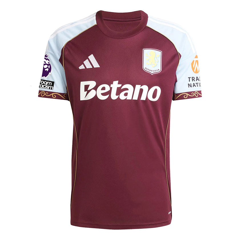 adidas A. Garcia Men's Aston Villa Home Jersey 25/26 w/ NRFR + EPL Patches (Maroon/Blue)
