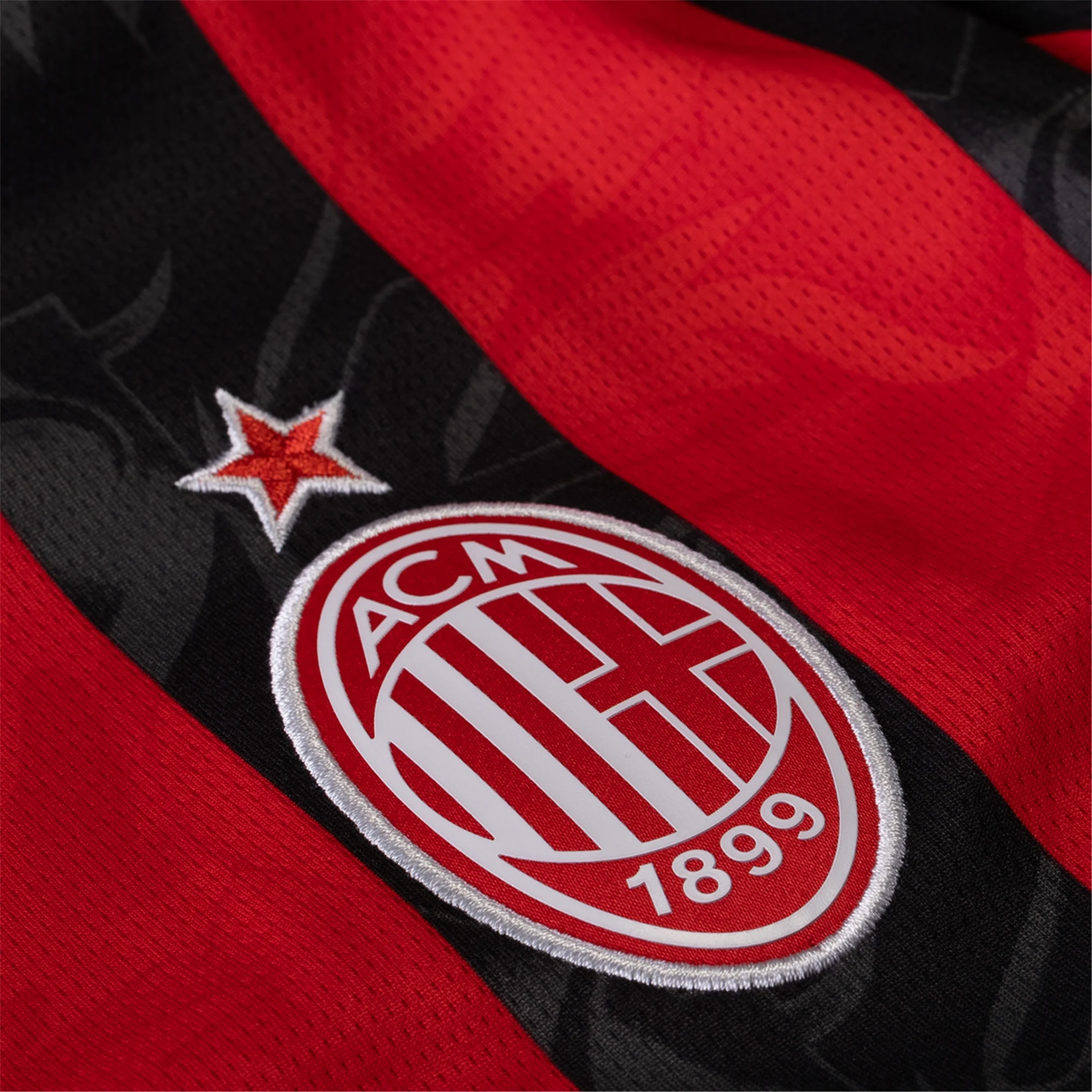 Puma Gabbia Men's AC Milan Home Jersey w/ Champions League Patches 25/26 (Red/Black)