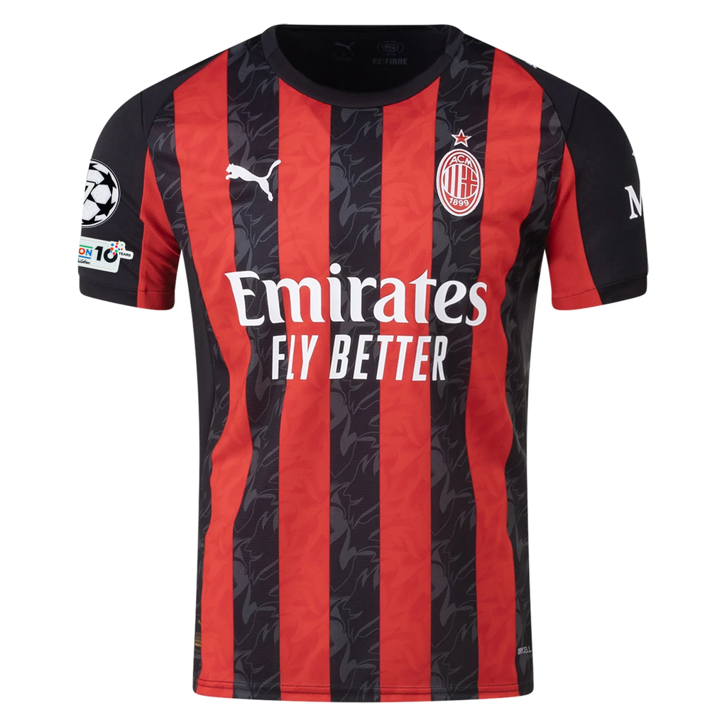 Puma Tomori Men's AC Milan Home Jersey w/ Champions League Patches 25/26 (Red/Black)